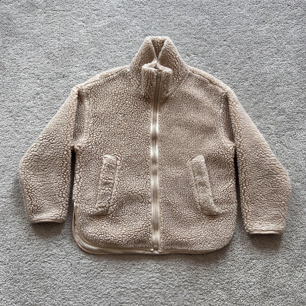 Citizens Of Humanity Sherpa Fleece Jacket Womens Small Beige Full Zip Pockets